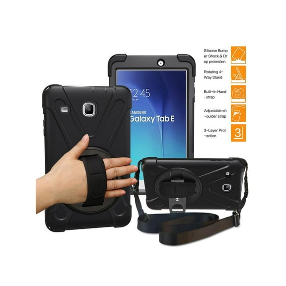 Samsung Galaxy Tab E 8.0 Case Model SM-T375 SM-T377 SM-T378 Shockproof Protective Cover with Kickstand Hand Strap Shoulder Strap