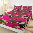 thumbnail image 3 of Manfei Abstract Camouflage Twin Sheet Sets, Pink Brown Camo Twin Fitted Sheet, Military Patriotic Theme Flat Sheet, Microfiber Bedroom Decor 3pcs, 3 of 7