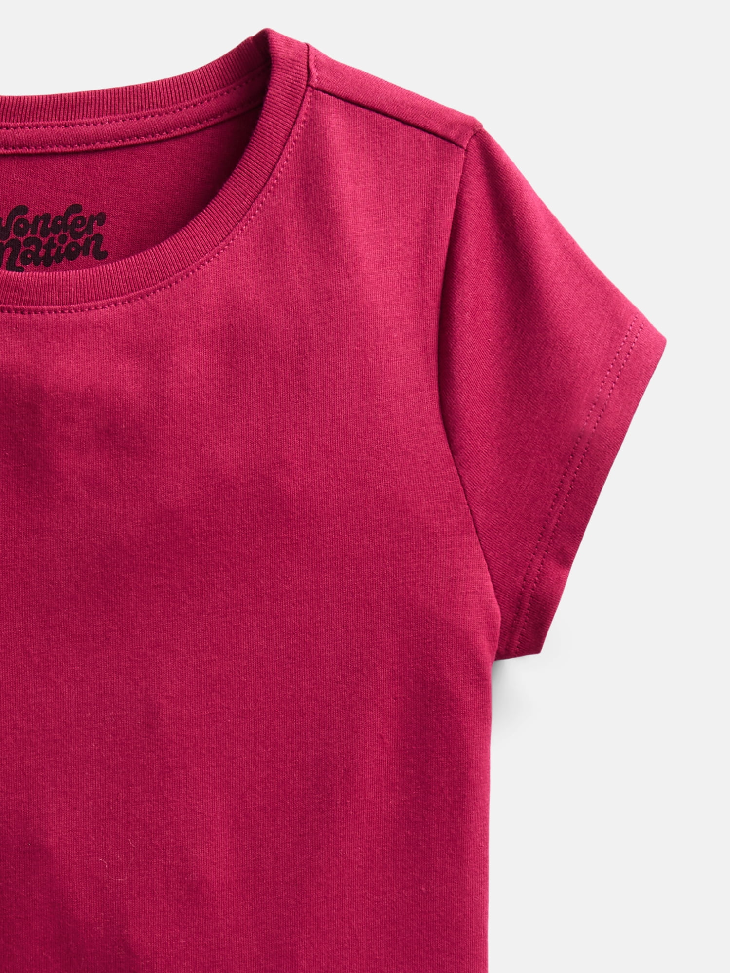 Wonder Nation Girls Kid Tough Tee with Short Sleeves, Sizes 4-18 & Plus