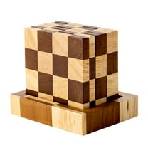 Shoreew 6Pcs Wooden Coasters Absorbent Protective Drink Coasters with Holder Tea Tray Checkerboard Coaster Set for Table Protection
