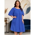 thumbnail image 5 of FEREMO 100% Cotton Nightgowns for Plus Size Women Pleated Soft Sleepwear with Pockets, 5 of 7