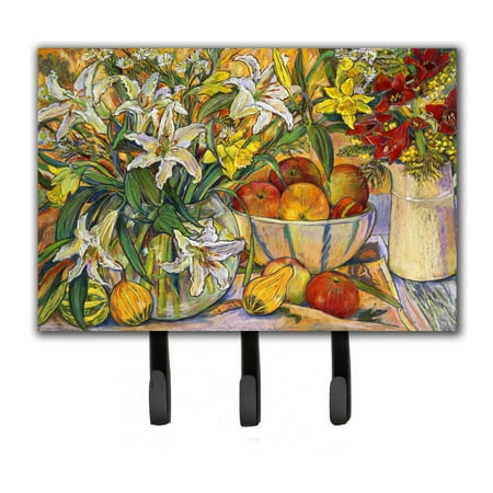 Caroline s Treasures DND021TH68 Fruit Flowers and Vegetables Leash or Key Holder Triple multicolor