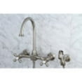 thumbnail image 2 of Kingston Brass KS1298AXBS Restoration Wall Mount Bridge Kitchen Faucet with Brass Sprayer, Brushed Nickel, 2 of 3