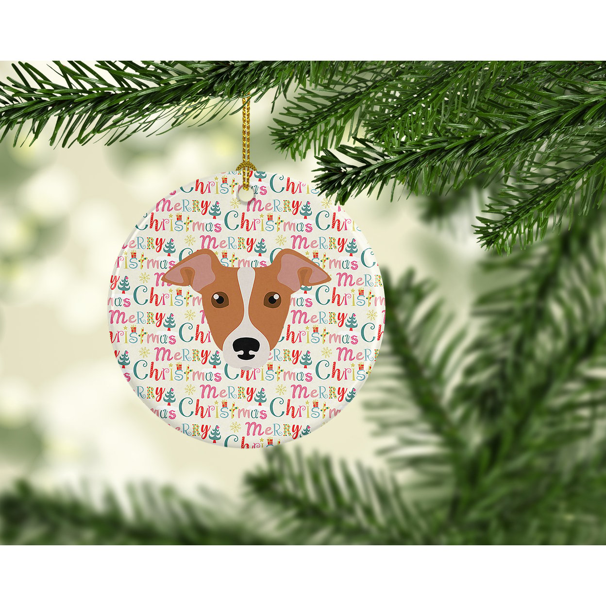 Italian Greyhound Merry Christmas Ceramic Ornament 2.8 in x 2.8 in