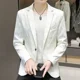 thumbnail image 3 of Blazer de un solo pecho para hombre, chaqueta de traje de negocios para hombre, abrigo de vestir, ropa a rayas, elegante, de lujo, de diseñador, sencillo, 3 of 4