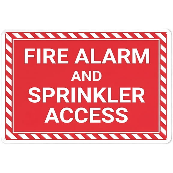 Fire Alarm Sprinkler Access Hazard Border Retro Sign - 12×8 Inches, Metal Tin Sign, Shop Yard Man Cave Garage Outdoor Funny Wall Decor