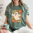 thumbnail image 3 of Comfort Colors® Checkered Ghost Shirt, Halloween Floral Ghost Shirt, Cute Fall Shirt, Cottagecore Ghost Tee, 3 of 6