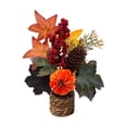 thumbnail image 2 of Mini Artificial Thanksgiving Pumpkin Maple Leaf Potted Plants, Realistic Fall Autumn Greenery Tabletop Ornament, Small Faux Plants Decor for Home Office Desk Indoor Holiday, 2 of 7