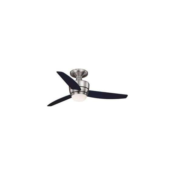 Modern Ceiling Fan with Light & Remote - 44 Inch Flush Mount Quiet Fan - Satin Nickel Finish