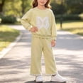 thumbnail image 2 of Wilark Toddler Girls Outfit Sets with Butterfly 2 Piece Long Sleeve Cute Casual Sweatshirt and Sweatpants Kids Fall Clothes Yellow 5, 2 of 9