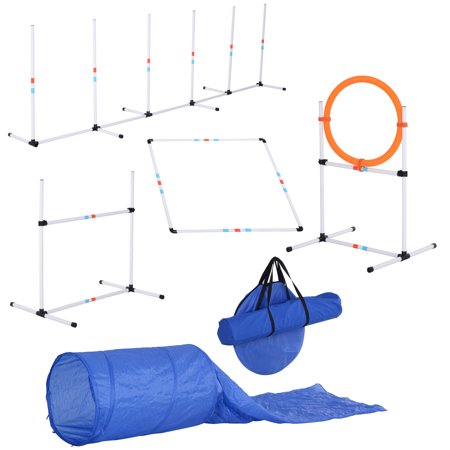 Pawhut 5 Piece Outdoor Game Dog Agility Training Equipment Set Agility Starter Kit