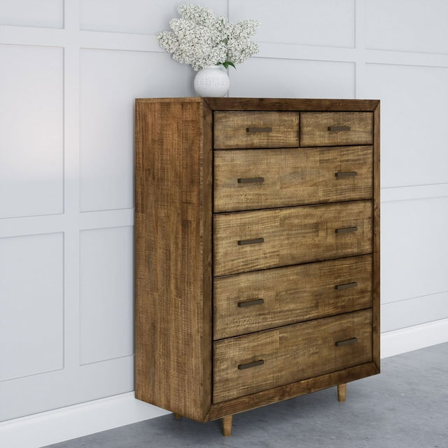 Ashfield Mid-Century 6-Drawer Chest, Light Brown