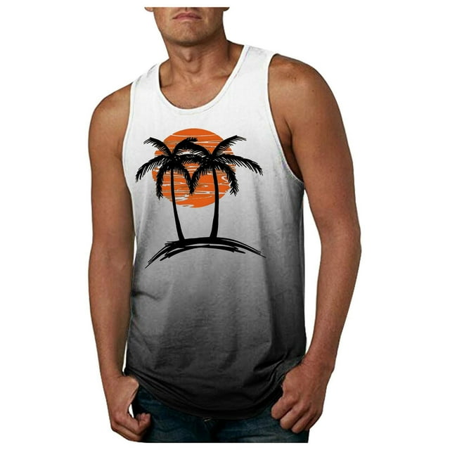 Débardeurs Graphiques Sans Manches pour Hommes Imprimé Cocotier Décontracté pour Usage Quotidien Style Plage