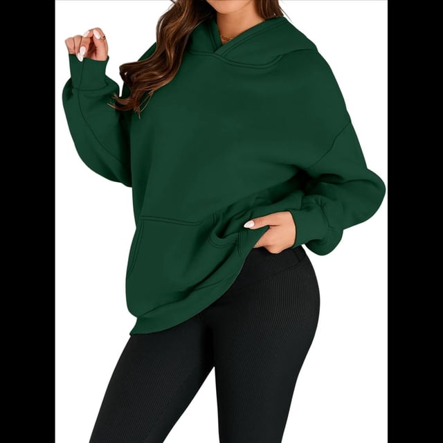 Sudadera Informal de Larga con Capucha para Mujer, Jersey de y Otoño con Bolsillos. Verde S