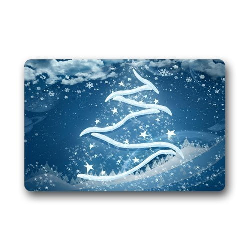 WinHome Christmass Blue Doormat Floor Mats Rugs Outdoors/Indoor Doormat