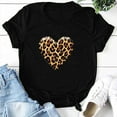thumbnail image 4 of Tops for Women Valentine's Day Short Sleeve Heart Round Neck Print T-Shirt Black S, 4 of 5