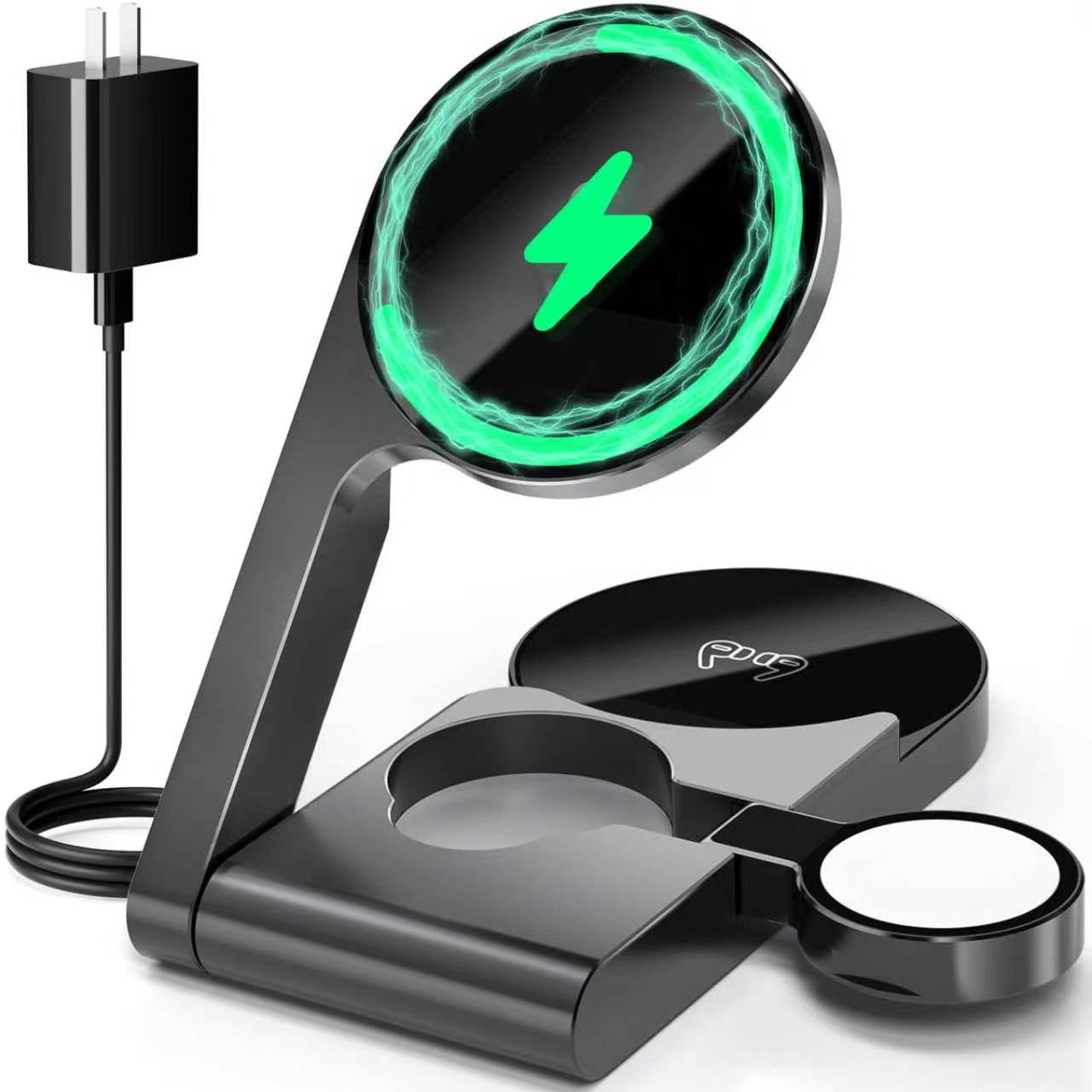 ARIAGLINT 3-in-1 Wireless Charger, 20W Fast Charging Stand Compatible with iPhone, Apple Watch & AirPods, Portable Charging Station for Home, Office and Travel