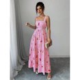 thumbnail image 6 of Womens Pink Gingham & Cherry Print Tiered Ruffle Slip Dress For Vacation, 6 of 7