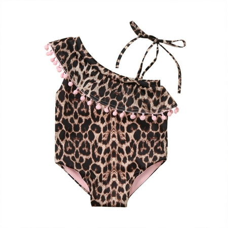 

Gubotare Toddler Kids Baby Girls Leopard Tassels Bikini Swimsuit Beach Swimwear Big Girls Swimsuit 12 Brown 3-4 Years