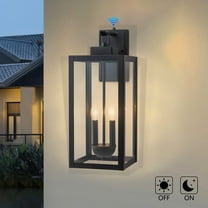 C Cattleya 2-Light Black Dusk to Dawn Outdoor Wall Lantern Sconce with Clear Tempered Glass
