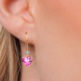thumbnail image 3 of Gem Stone King 14K Yellow Gold Pink Mystic Topaz and Lab Grown Diamond Dangle Earrings for Women | 4.93 Cttw | Gemstone November Birthstone | Heart Shape 8MM, 3 of 6
