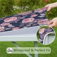 thumbnail image 6 of Pioneer Flower Floral Print Pattern Square Fitted Tablecloth with Elastic Edge,Square Table Cover,Washable Elastic Table Cover for Home Kitchen Party Decor 36"x36", 6 of 6