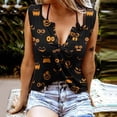 thumbnail image 2 of Blusa sin mangas con cuello en V y estampado de Halloween con botones y sin mangas para mujer Pompotops lopia1000166, 2 of 6
