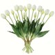 thumbnail image 4 of Ramo de 5 tulipanes artificiales de tacto realista: vibrantes flores rosas con tallos verdes for decorar la mesa del hogar, fiestas, bodas y San Valentín., 4 of 8