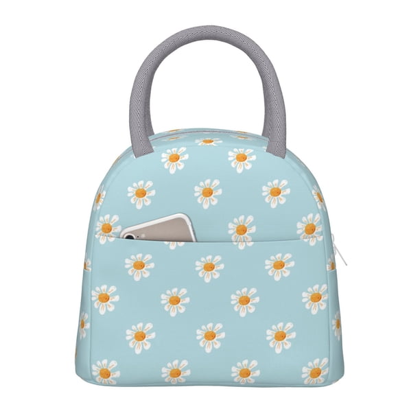 Easygdp Daisies Flowers Bolsa de Almuerzo Insulada Grande, Forro de Aluminio, Diseño Espacioso, a Prueba de Fugas, Ideal para Trabajo, Picnics, Viajes y Actividades al Aire Libre