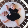 thumbnail image 3 of BemeyourBBs Newborn Baby Girl Summer Tutu Dress Romper Baptism Birthday Clothes My Little Black Dress Letter Print Short Sleeve Mesh Stitching Bowknot Princess Dress, 3 of 8