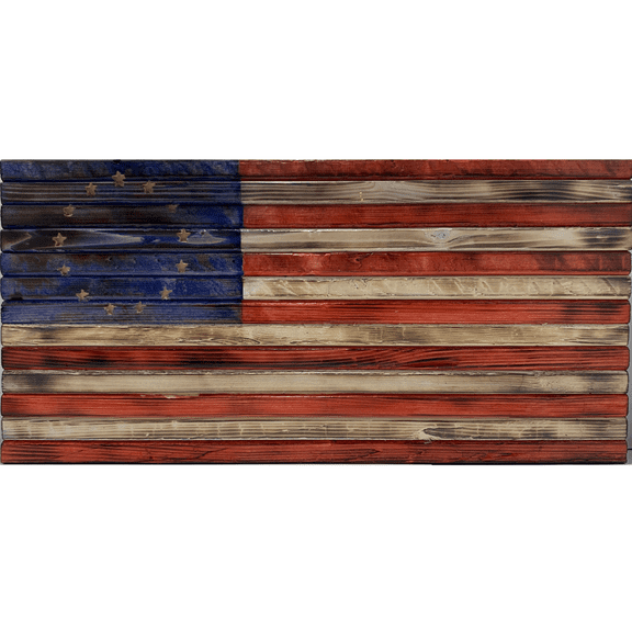 Rustic Betsy Ross Handmade Wooden Small American Flag with 13 Carved Stars Patriotic Wall Art