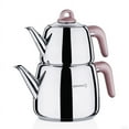 thumbnail image 2 of Korkmaz Bella A045-01 Stainless Steel Turkish Tea Pot Set with Bakelite Handles for Stovetop, Rose Gold, 3 Pcs, 1.05 qt and 2.11 qt, 2 of 4