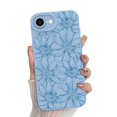 thumbnail image 1 of Funda de teléfono MZELQ para iPhone 16E (silicona), color negro, floral y azul, 1 of 6