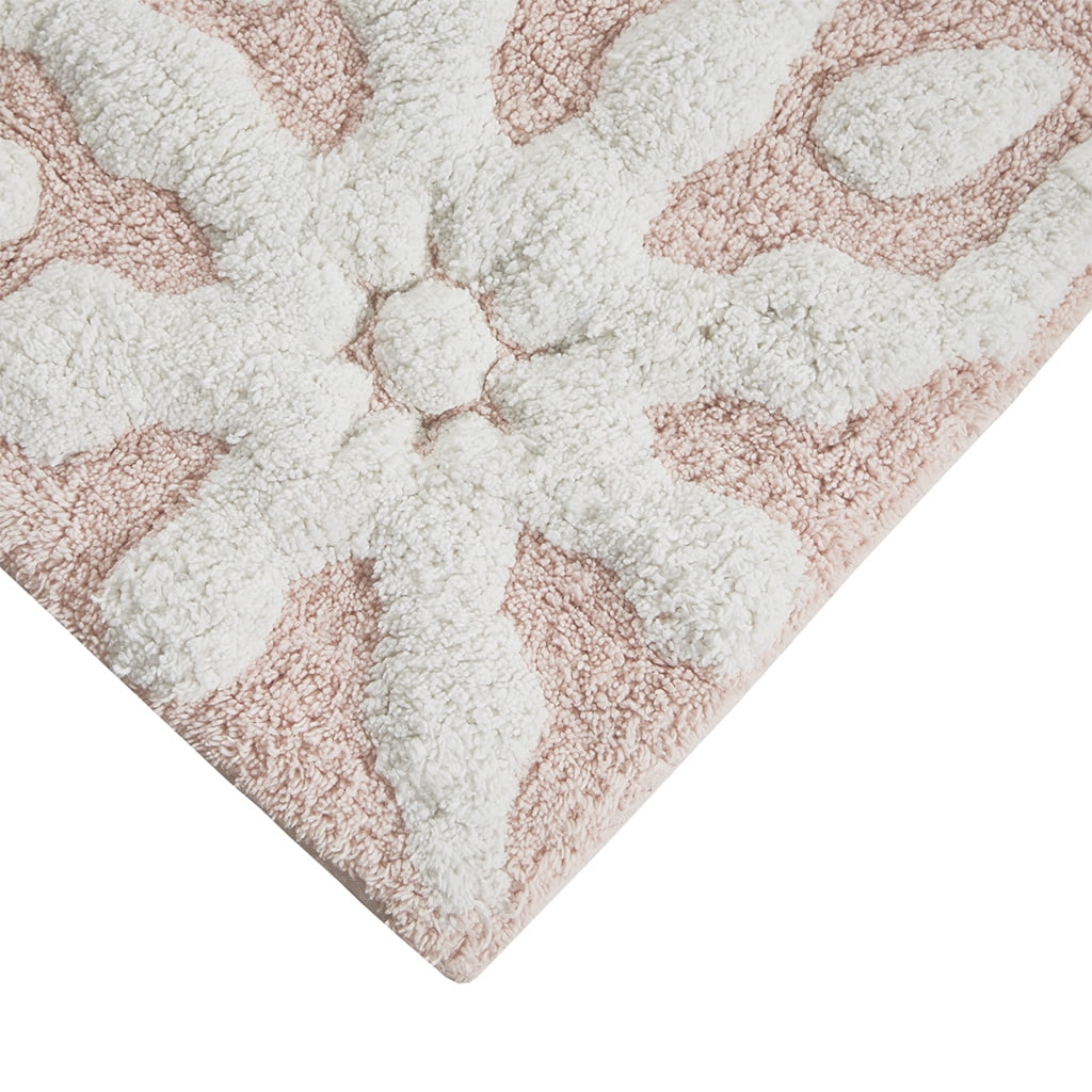 MAYEERTY Medallion Cotton Tufted Round Bath Rug，Pink