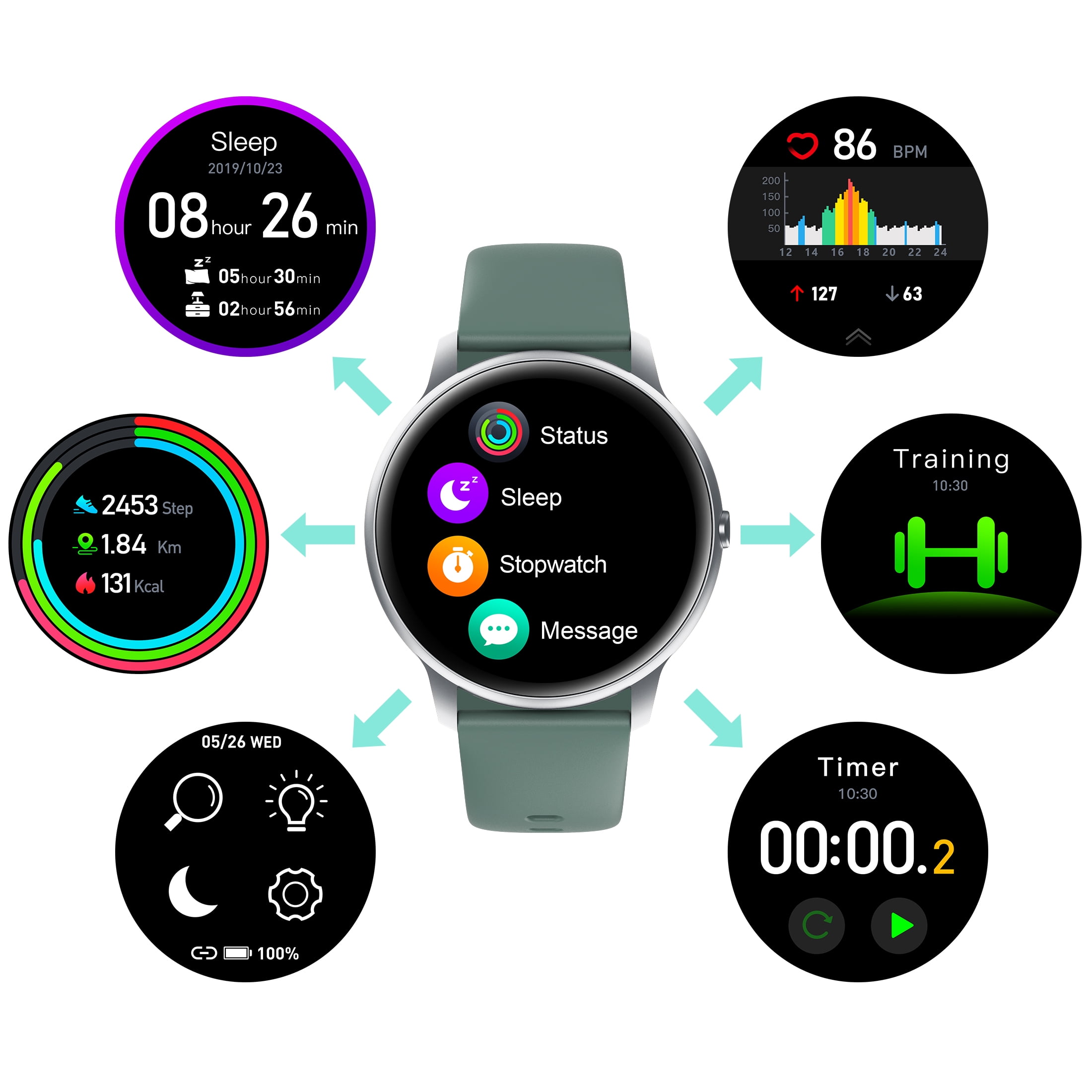 Yamay smart watch round Clearance