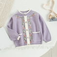 thumbnail image 2 of Gubotare Kids Casual Cardigan Girls Toddler Infant Baby Boy Girl Embroidery Sweater Outfit Long Sleeve Button Up Cardigan Fall Winter Clothes 2T 3T (Purple,2-3 Years), 2 of 5