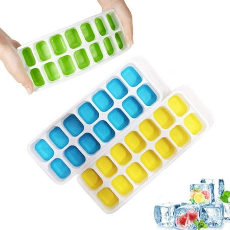 Ice Cube Trays 3 Pack Silicone Ice Tray With Removable Lid Easy Release Crushed Ice Trays Stackable For Freezer 14 Cavities Flexible Ice Cube Molds For Cocktail Whiskey Chocolate Bpa Free Walmart Canada