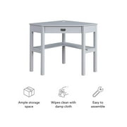 Linon Peggy Wood One Drawer Corner Desk in Gray