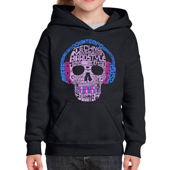 Girl's Word Art Hooded Sweatshirt - Styles of EDM Music