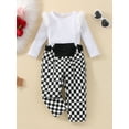 thumbnail image 3 of Seyurigaoka 3Pcs Baby Girls Autumn Fashion Outfits Sets Furry Patchwork Long Sleeve T-shirt + Long Pants + Waist Bag for 1-6Years Kids, 3 of 9
