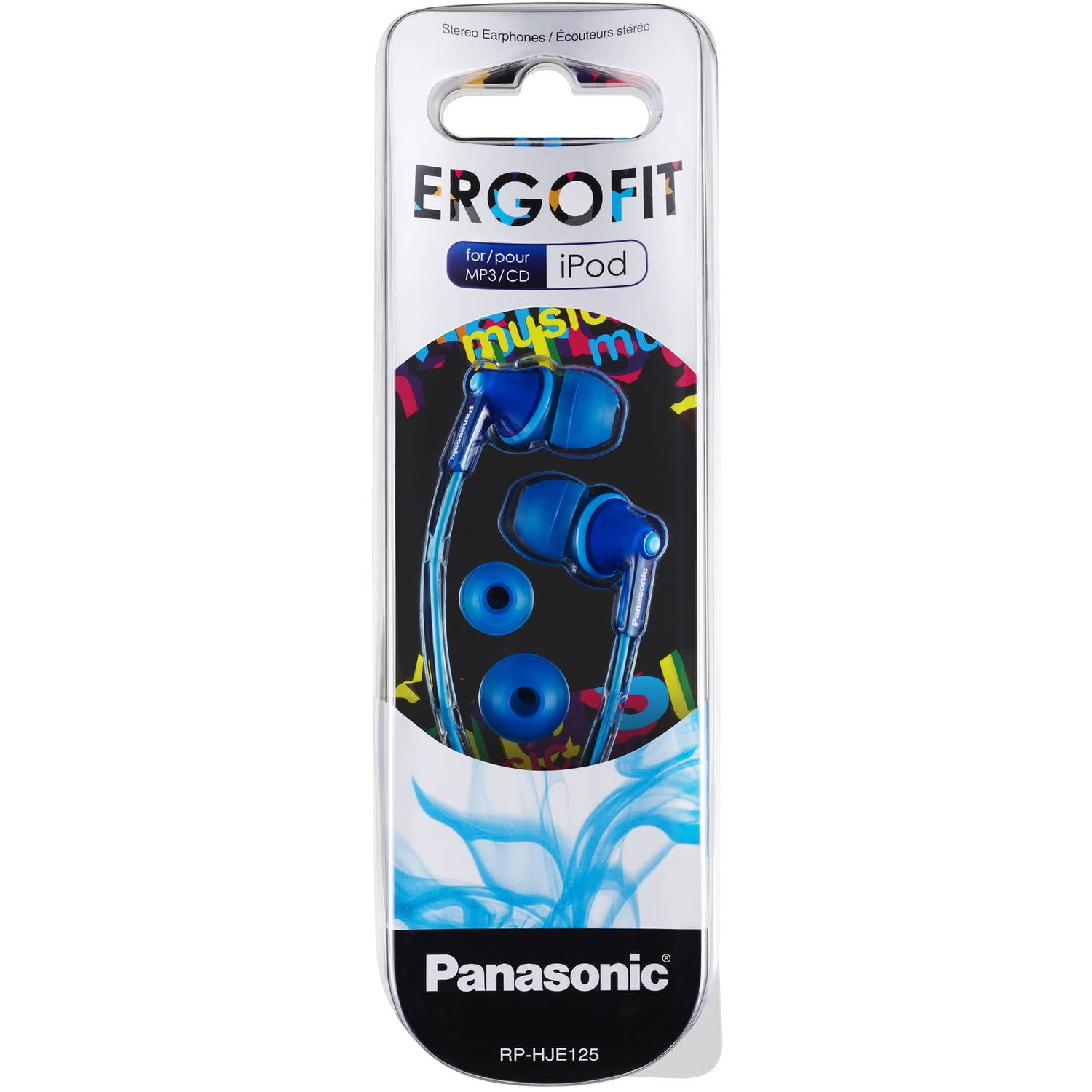 Panasonic RP-HJE125-A HJE125 ErgoFit In-Ear Earbuds (Blue)