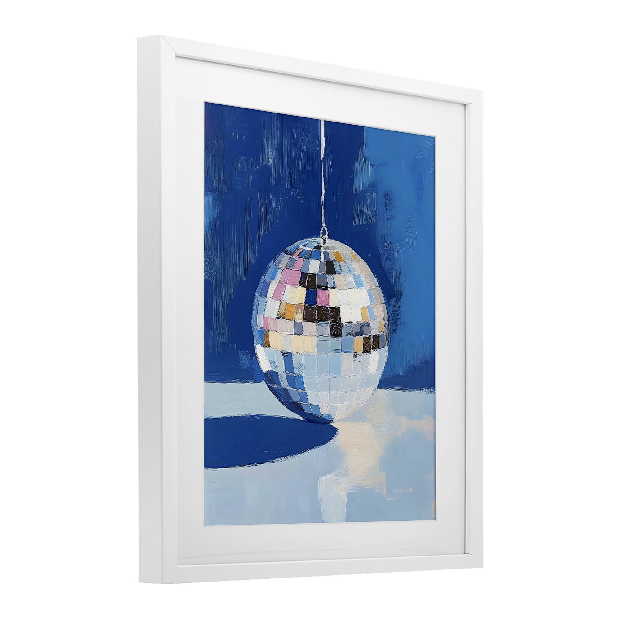 Stupell Industries Silver Dance Disco Ball White Framed Print Under Glass, design by The Prints Vibe