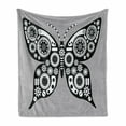 thumbnail image 1 of Steampunk Soft Flannel Fleece Throw Blanket, Silhouette Butterfly Design with Mechanism Cogs and Gears, Cozy Plush for Indoor and Outdoor Use, 60" x 80", Pale Grey White, by Ambesonne, 1 of 6