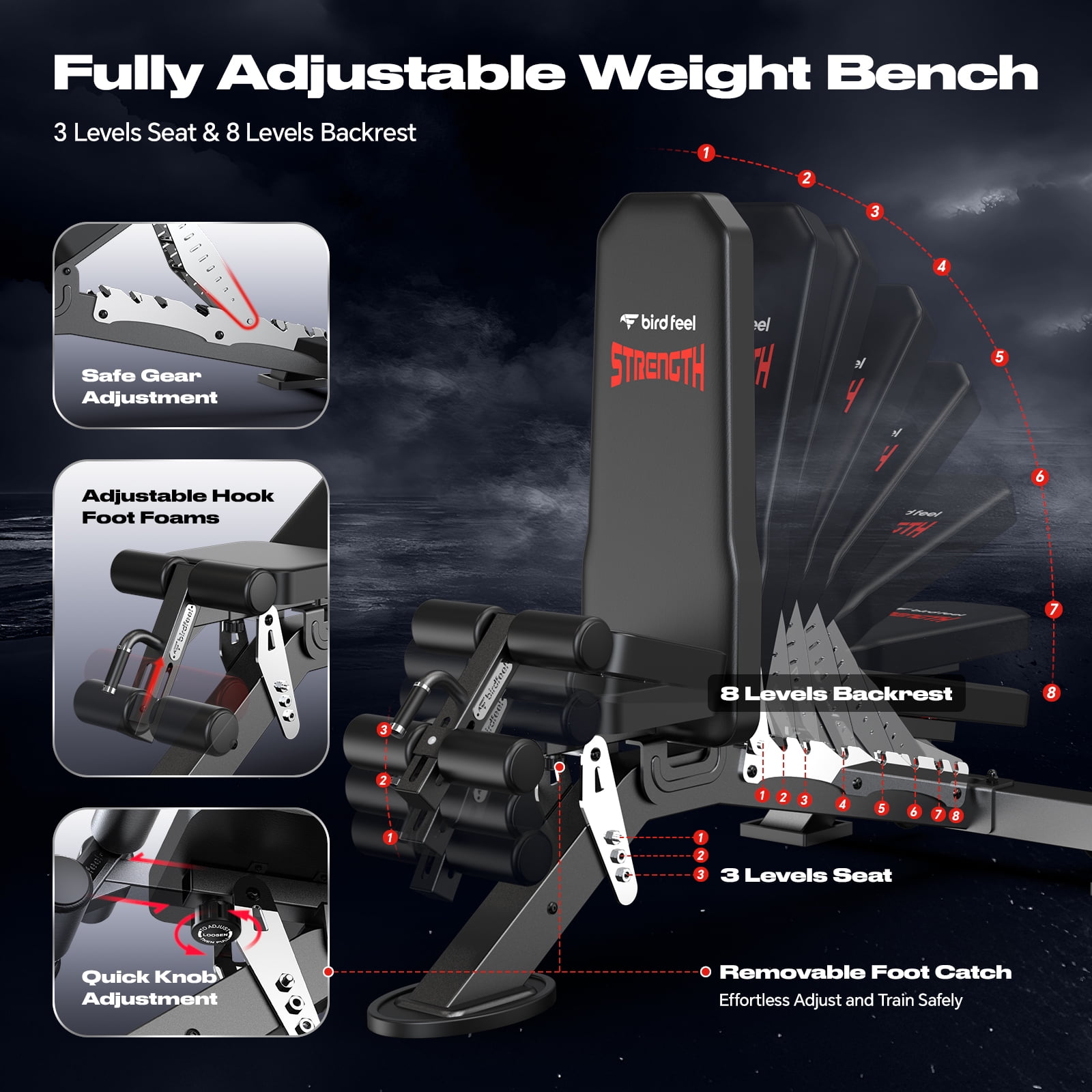 Adjustable Weight Bench Bench3000 MAX Heavy Duty Workout Bench Press with Leg Extension for Home Gym Fitness, Flat Incline Decline Sit Up Bench