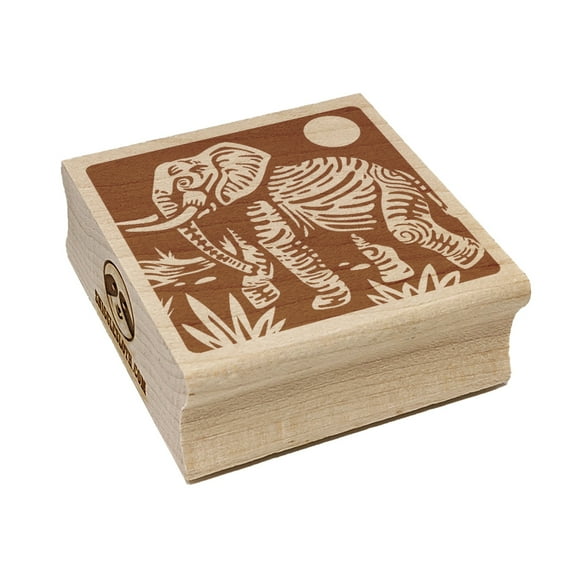 African Elephant Square Rubber Stamp Stamping Scrapbooking Crafting - Small 1.25in