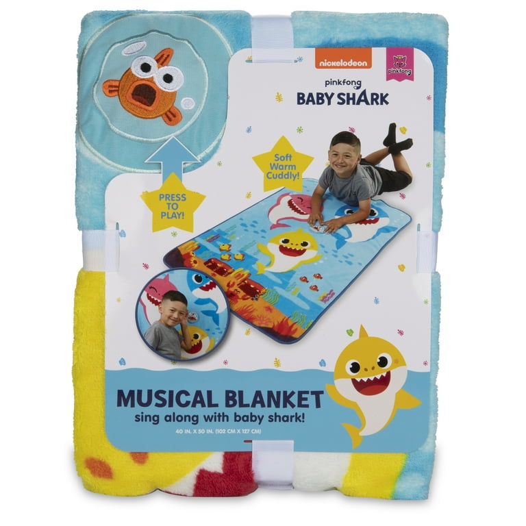 Baby Shark Musical Warm Plush Throw Blanket That Plays The Theme Song Extra Cozy and Comfy for Your Toddler Blue Musical Blanket