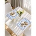 thumbnail image 5 of Easter Bunny Placemats Set of 8, Spring Easter Eggs Chick Floral Blue Check Placemats for Dining Table, Place Mats for Kitchen Tabletop, Waterproof Wipeable Dining Table Mats Set, 5 of 9