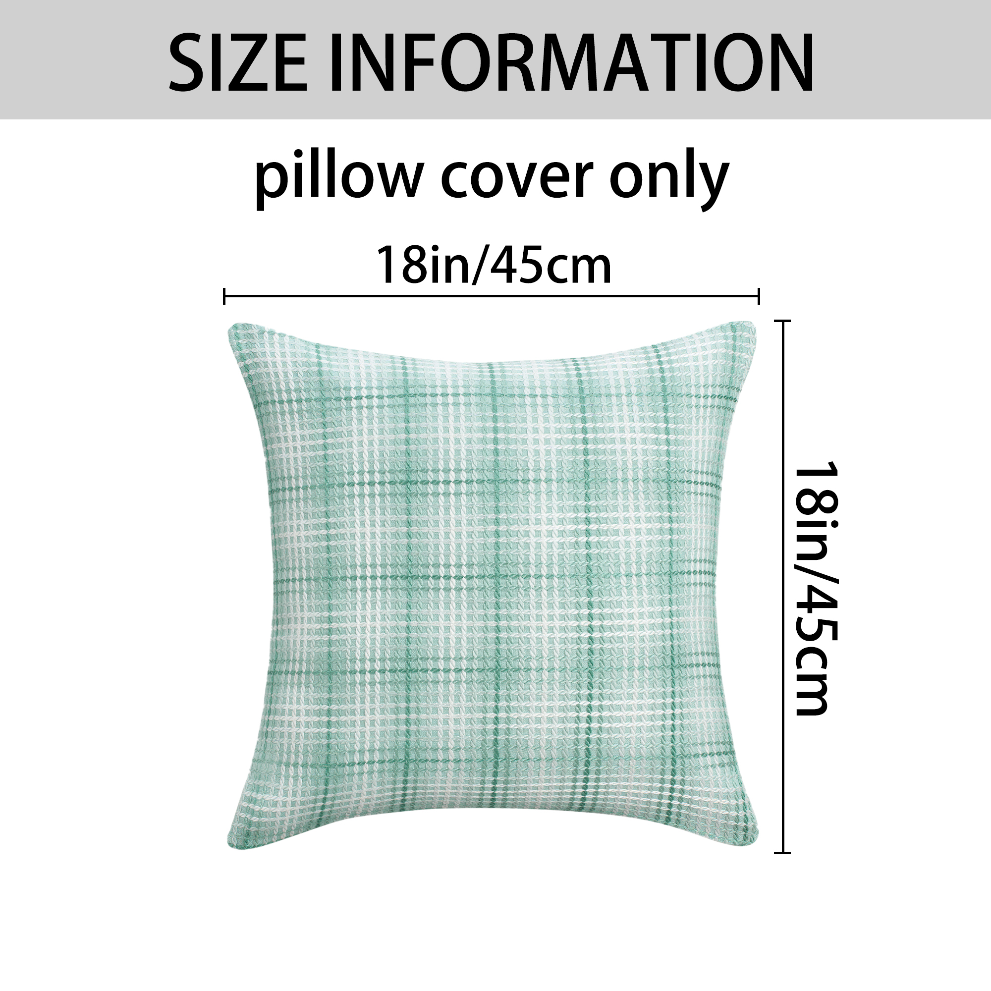 Unique Bargains Plaid Decorative Throw Pillow Covers Pack of 2 Mint Green 18" x 18"