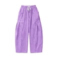 thumbnail image 6 of vigerkar Casual Wide Leg Plaid Barrel Pants for Women Drawstring Low Waist Palazzo Harem Trousers with Pockets (Purple, XL), 6 of 6