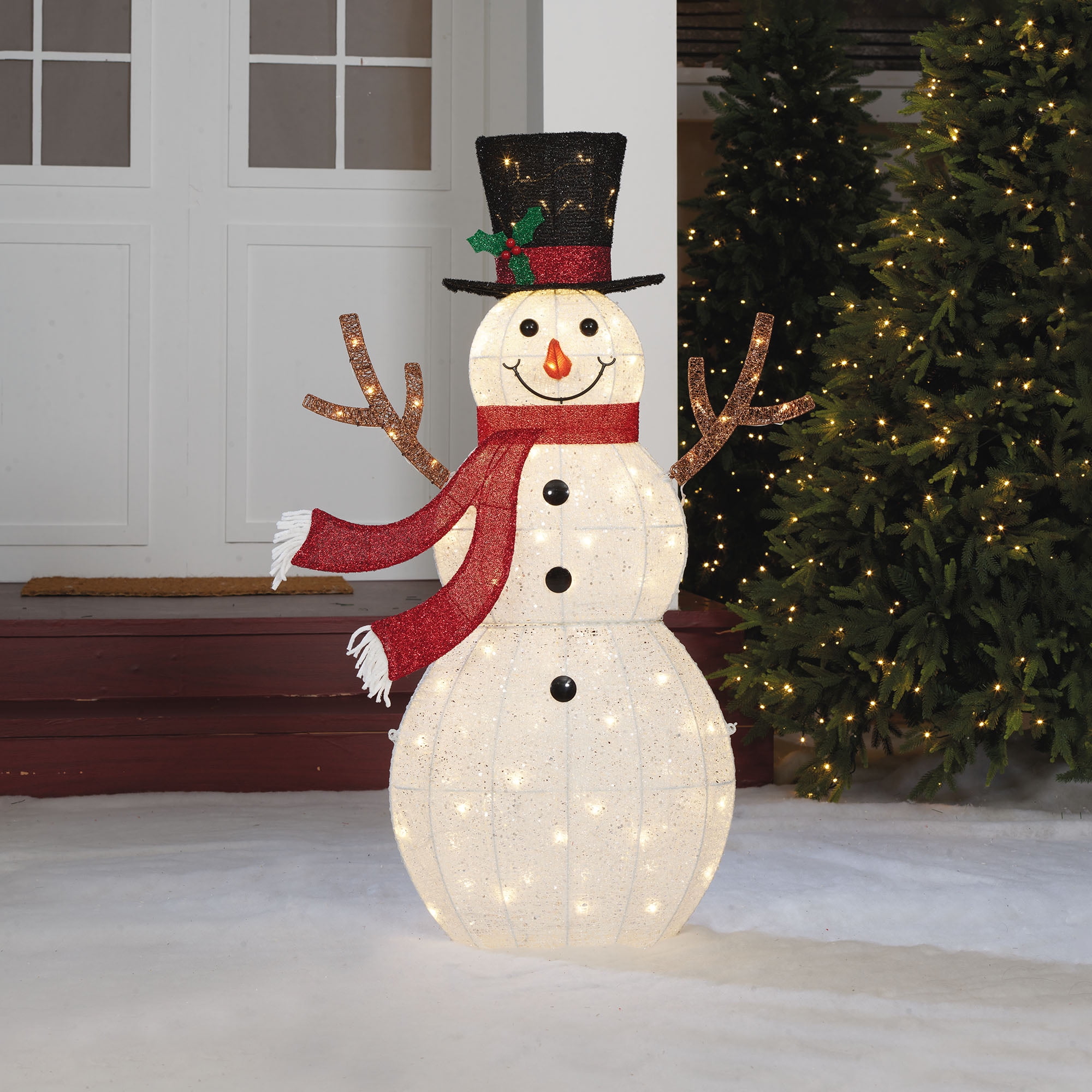 Holiday Time 48" Light-up Glittering Thread Snowman, with 105 Warm White LED Lights